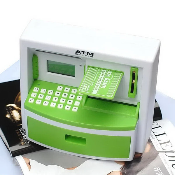 Mini brinquedo do banco do ATM, Digital Cash Coin Storage, Saving Box, Piggy Bank Machine, Kids Gift