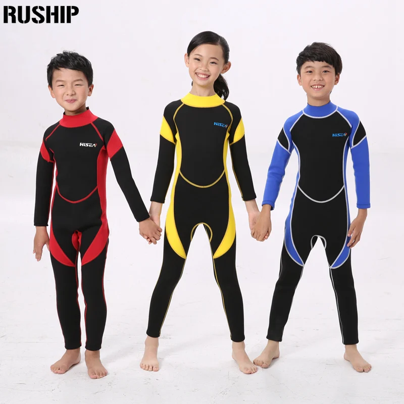 

Kids 2.5MM Warm SCR Neoprene Wetsuit Children's Swimwears Elastic Diving Suit Long Sleeves Boys Girls Surfing Rash Guards