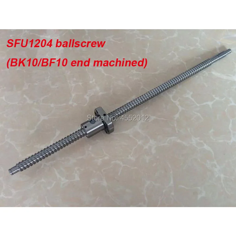 SFU1204 Ballscrew Set : 12MM Ball screw SFU1204 200 300 400 500 600 mm end Machined + Ball Nut + BK10 BF10 Support for cnc parts