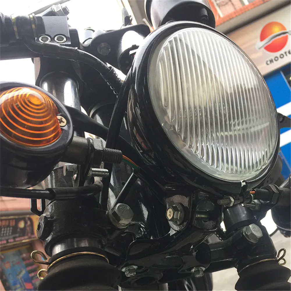 Universal Retro Metal Motorcycle Headlight Round 5 Inch 35W 12V with Holder for Harley / Suzuki High Quality