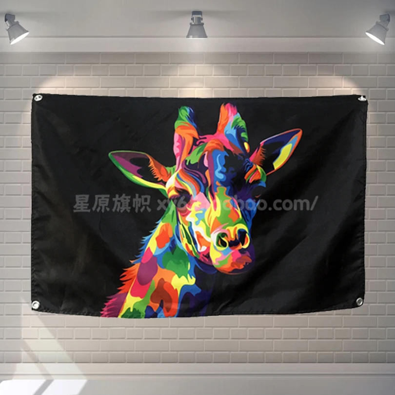 

"Giraffes" Pop Art Poster Banners Bedroom Modeling Studio Wall Decor Hanging curtains Waterproof Cloth Polyester Fabric Flags