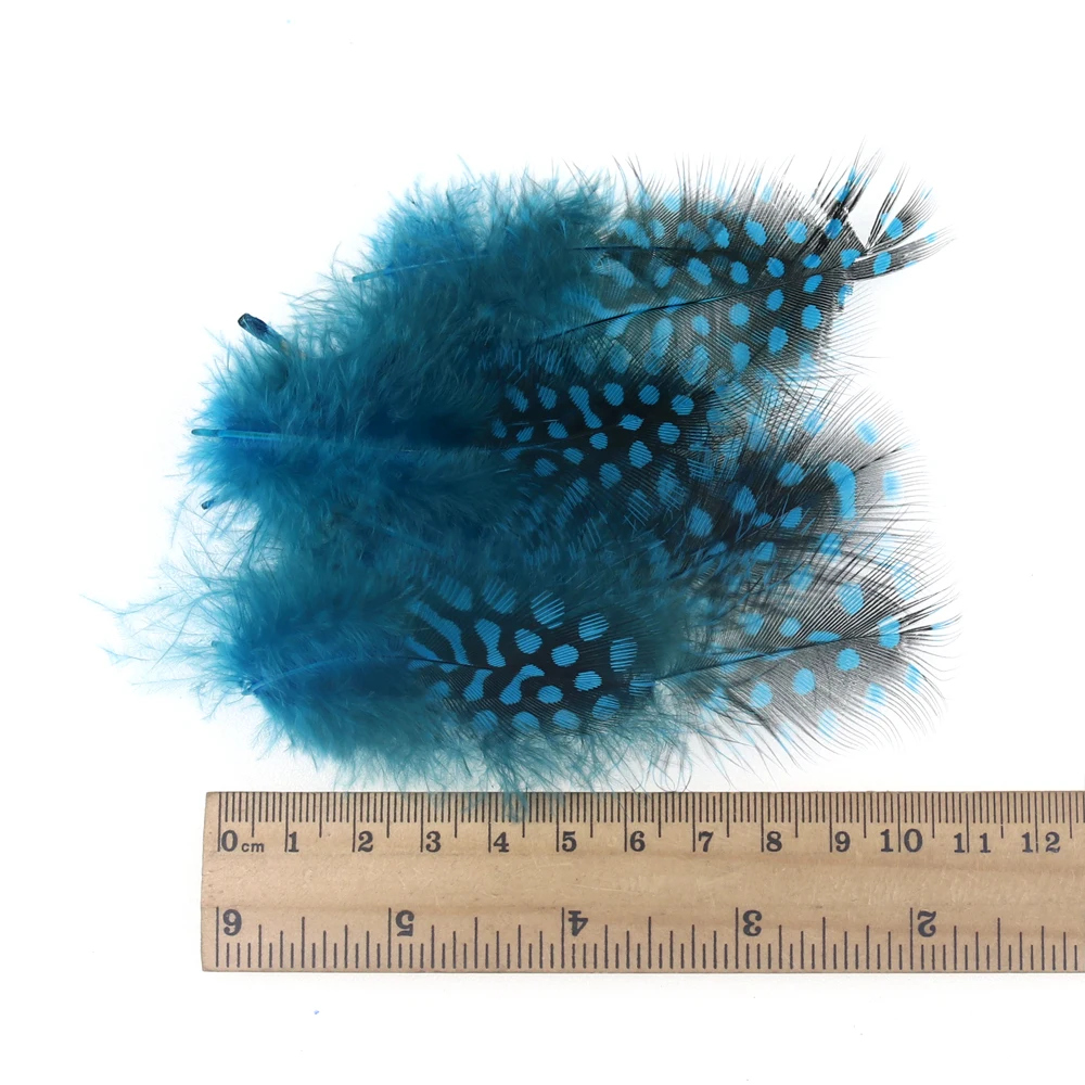 Bimoo 50pcs/Pack Colored Guinea Feather for Fly Tying Dotted Hackle Collars Tailing Wingcases and Cheeks Tube Fly Tying Material