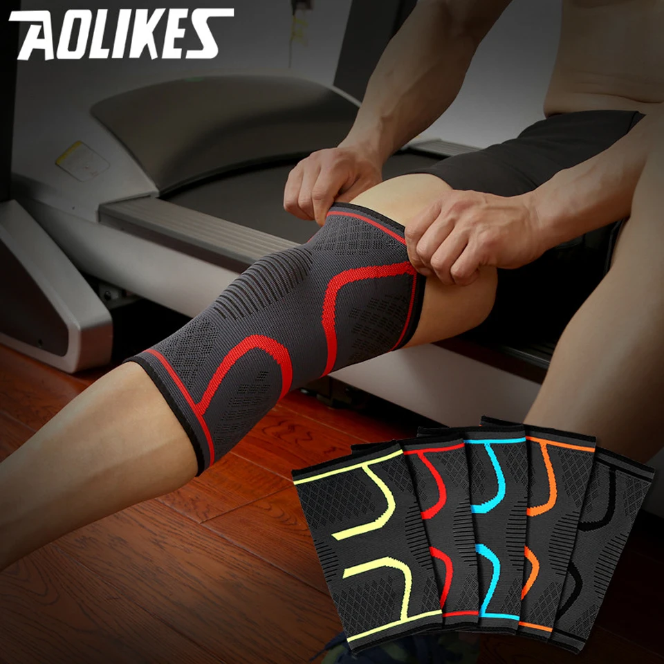 AOLIKES 1Pc Knee Support Knee Pad Brace Kneepad Gym Weight lifting Knee Wraps Bandage Straps Guard Compression Knee Sleeve Brace