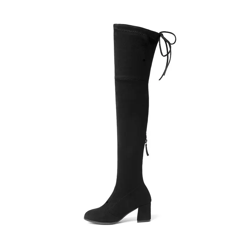 ESVEVA 2020 Women Boots shoes Zipper Sexy winter Boots Over The Knee Boots Shoes High Heels Square Toe Ladies Boots Size 34-43