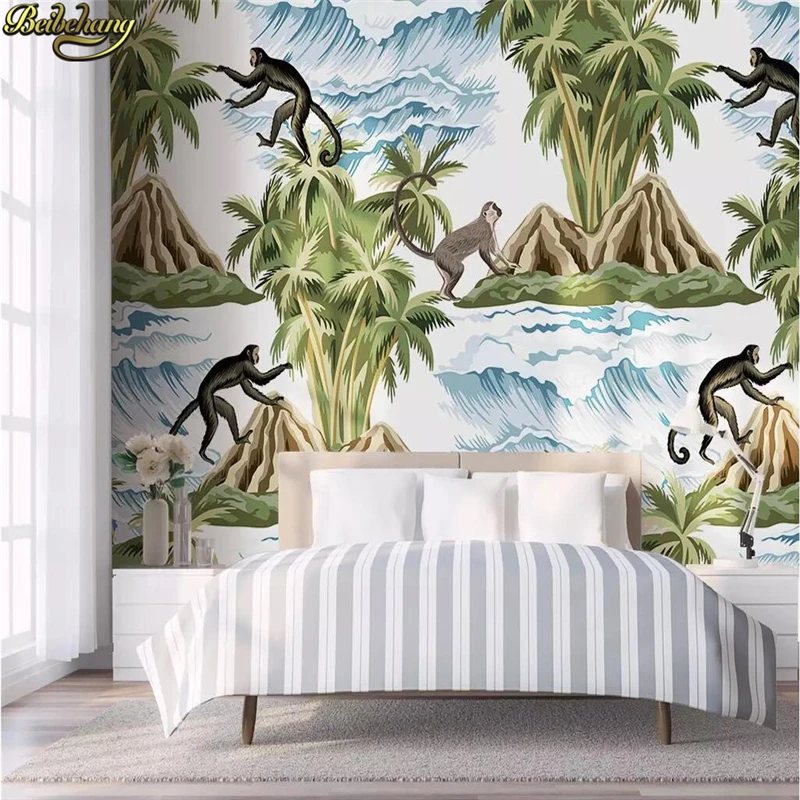 beibehang Custom Nordic minimalist tropical rainforest monkey photo wallpapers for living room bedroom background 3D wall paper