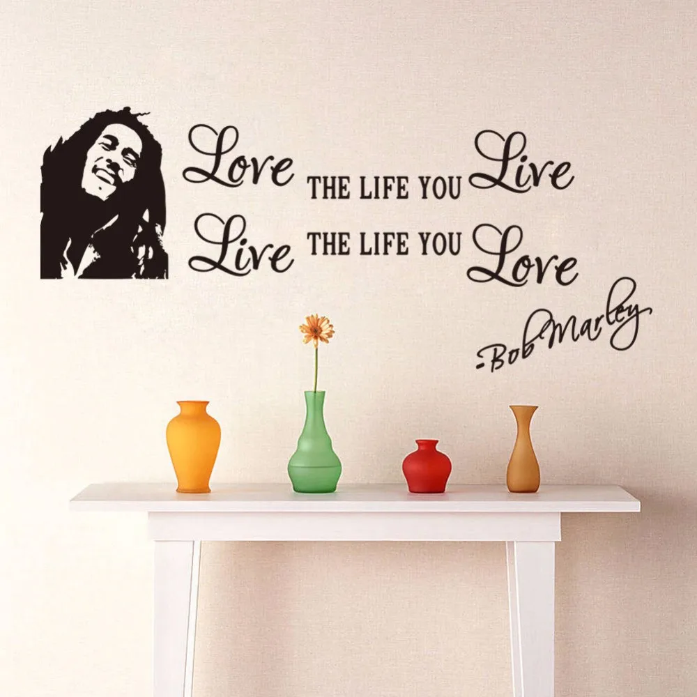 Removable Bob Marley Quotes Wall Stickers For Bathoom Living Rooms Poster Decoration Decals WallPapers House Home Decor Mural