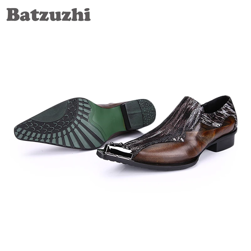 Batzuzhi Japanese Type Fashion Men\'s Leather Shoes Pointed Toe Leather Dress Shoes Men High Inreased Footwear! Big Sizes 38-46