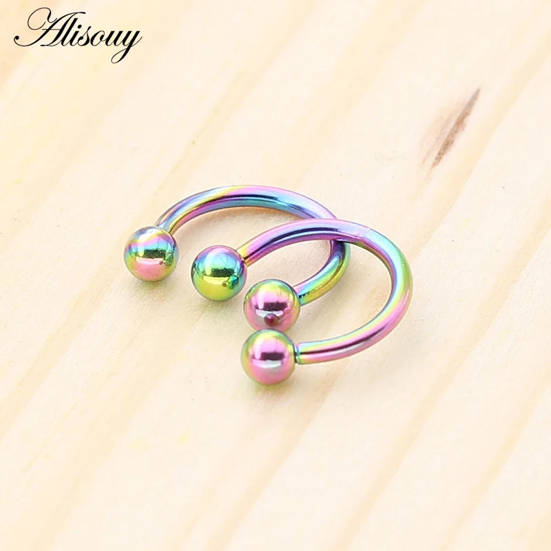 Alisouy 1PC 16G Nose Septum Ring Lip Nipple Eyebrow Lobe Rings Hoop Horseshoe Ear Piercings for Women Men Steel Body Jewelry