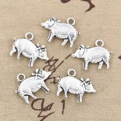 8pcs Charms 3D Pig 21x16mm Antique Making Pendant fit,Vintage Tibetan Bronze Silver color,DIY Handmade Jewelry