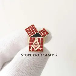 Red Freemason Pins and Brooch LAPEL PIN TIE TACK Euclid's 47th Problem Pythagorean Theorem Masonic Metal Blue Lodge