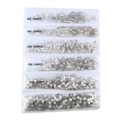 Super Shiny 1440PCS SS2 Zu ss10 Nicht Hotfix strass Klar Kristall Farbe 3D Nail art Dekorationen Flatback Strass