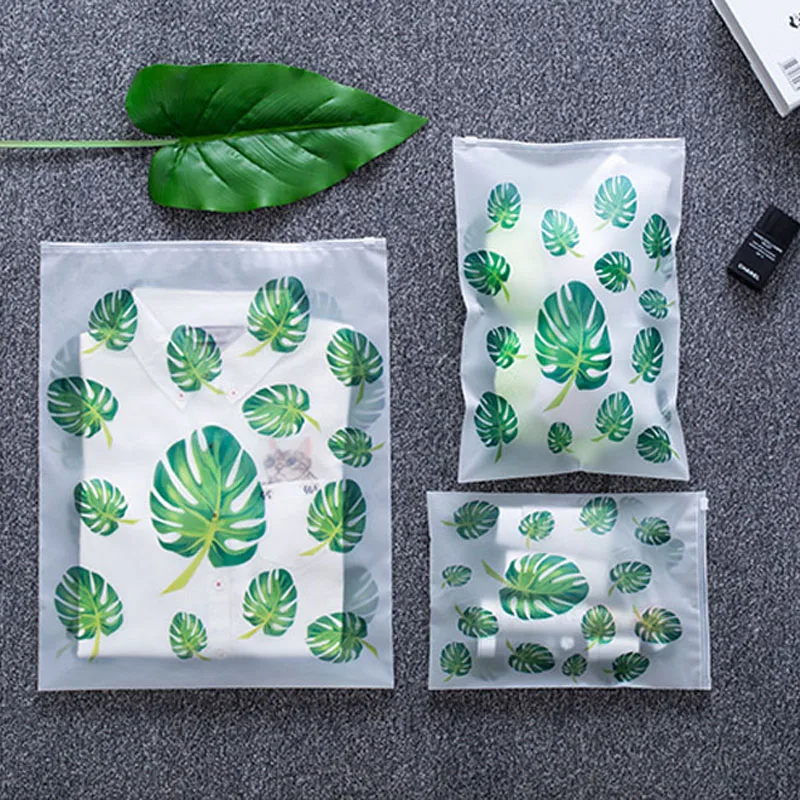 

050 Fashion transparent leaf travel waterproof bag, suit clothing, underwear, shoes, make-up travel storage bag