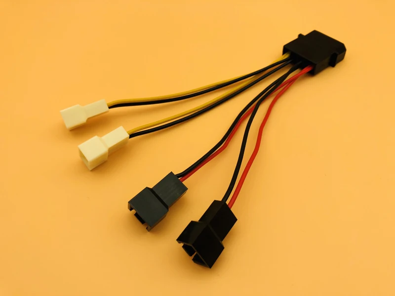 NEW Computer Cooling Fan Power Cables 4Pin Molex to 3Pin Fan Power Cable Adapter Connector 12v*2/5v*2 for CPU PC Case Fan Cables