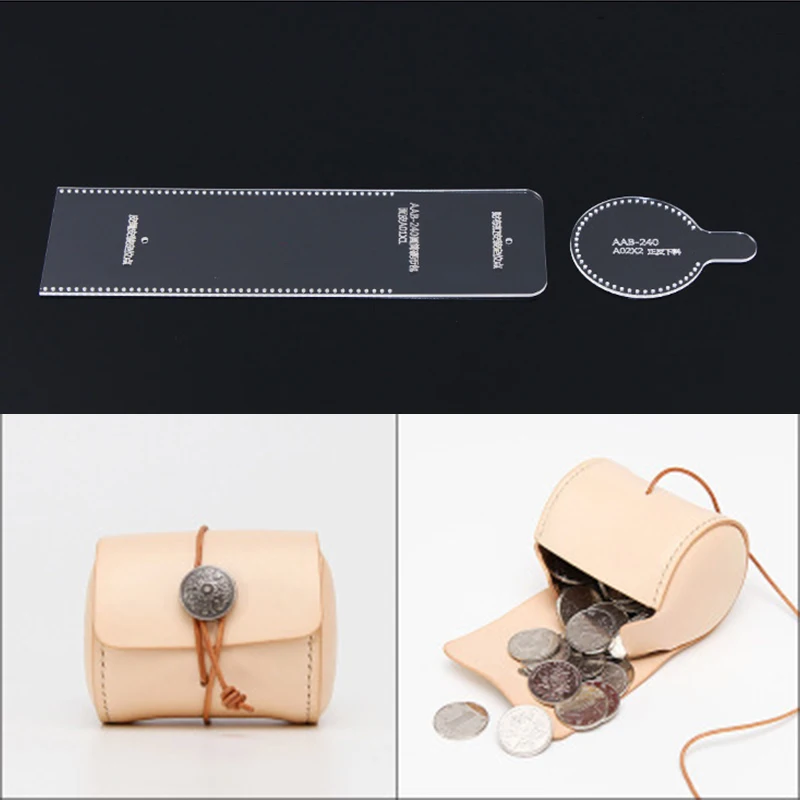 NUBECOM DIY Coin Purse Storage Bag Acrylic Version Pattern Design Stencil Bag Handmade Leathercraft Making Template Leather Tool