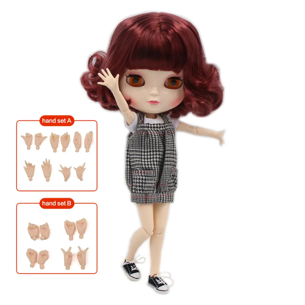 

ICY DBS Blyth BJD 1/6 joint body doll 30cm high,Red short hair ,including hand set AB Gift for girls. No.BL12532