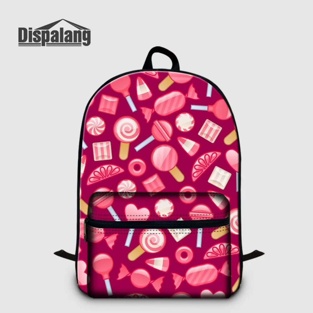 Women Canvas Laptop Backpack Cute Candy Printing School Bags For Teen Girls Casual Daypack Female Travel Shoulder Bag Sac A Dos