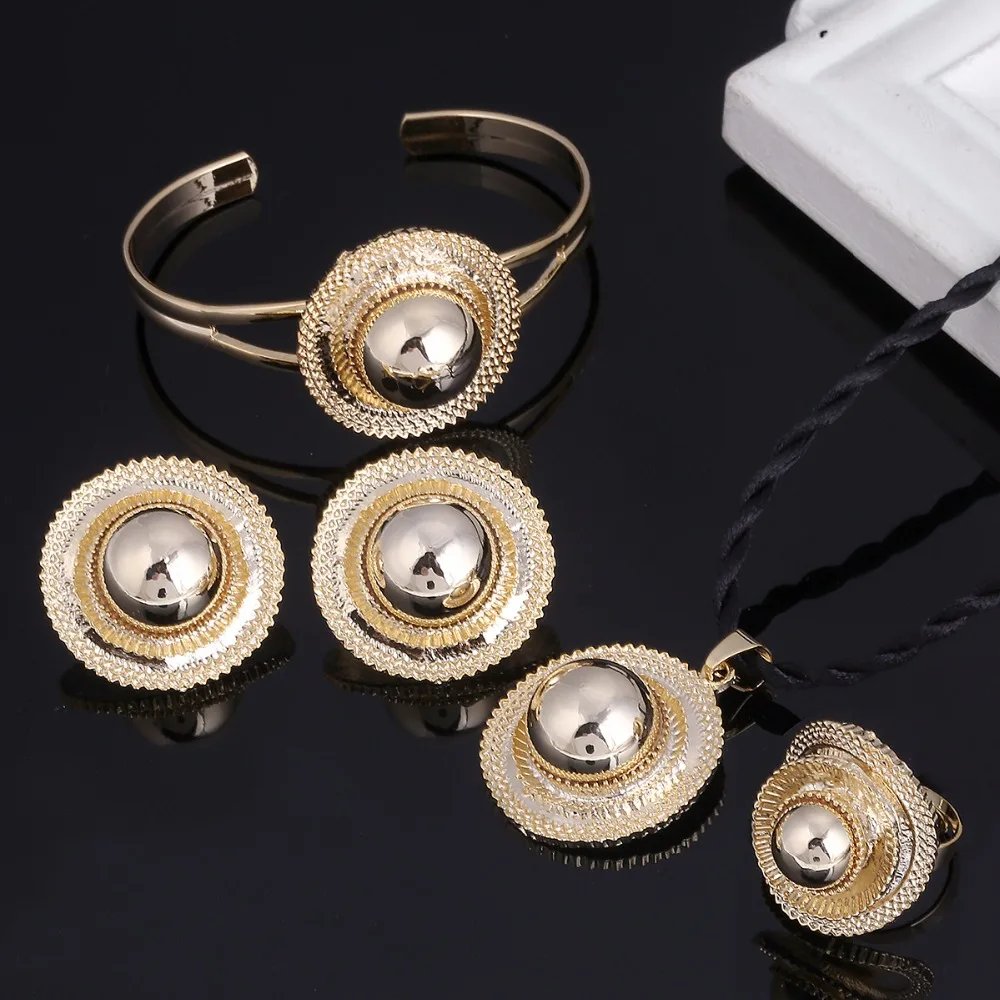 Gold Color Ethiopian Wedding Jewelry Sets Ethnic Habesha Traditional Festival Africa Women\'s Jewelry
