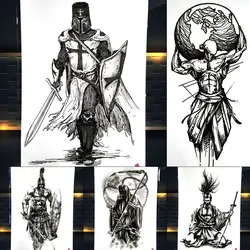 Superheros wodoodporne tymczasowe tatuaże dla mężczyzn Body Arm fałszywe wysokie oparcie naklejki z tatuażami dla kobiet czarny Temo indie Warrior Tatoo