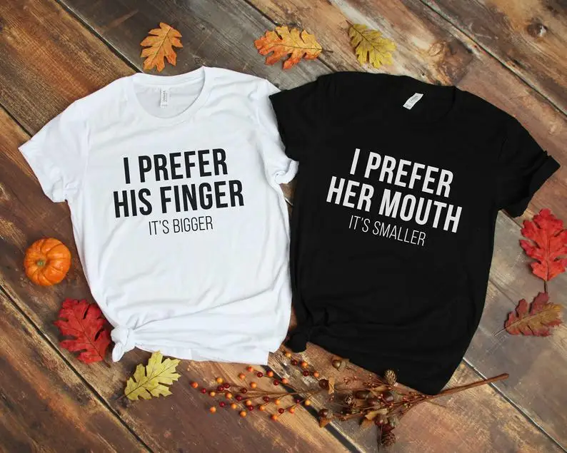 Skuggnas New Arrival I Prefer Her Mouth  I Prefer His Finger Couples Shirts Wedding Shirts Bride And Groom Wedding Day Party