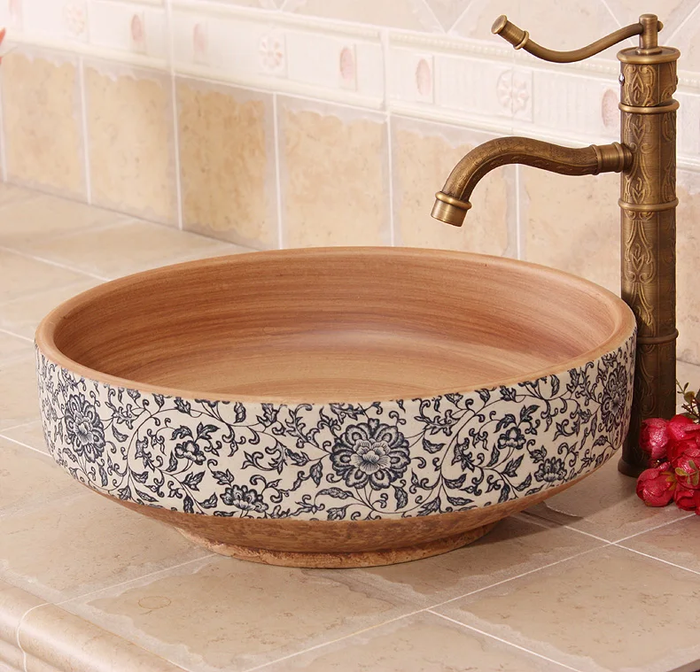 

China Artistic Handmade Art wash basin Ceramic Counter Top Wash Basin Bathroom Sinks bathroom wash hand basin