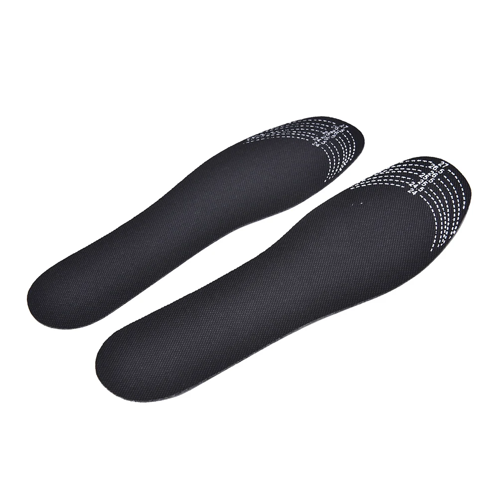 1 Pair Unisex Bamboo Charcoal Deodorant Cushion Foot Inserts Shoe Pads Insoles Black Adjustable Scalable Insoles