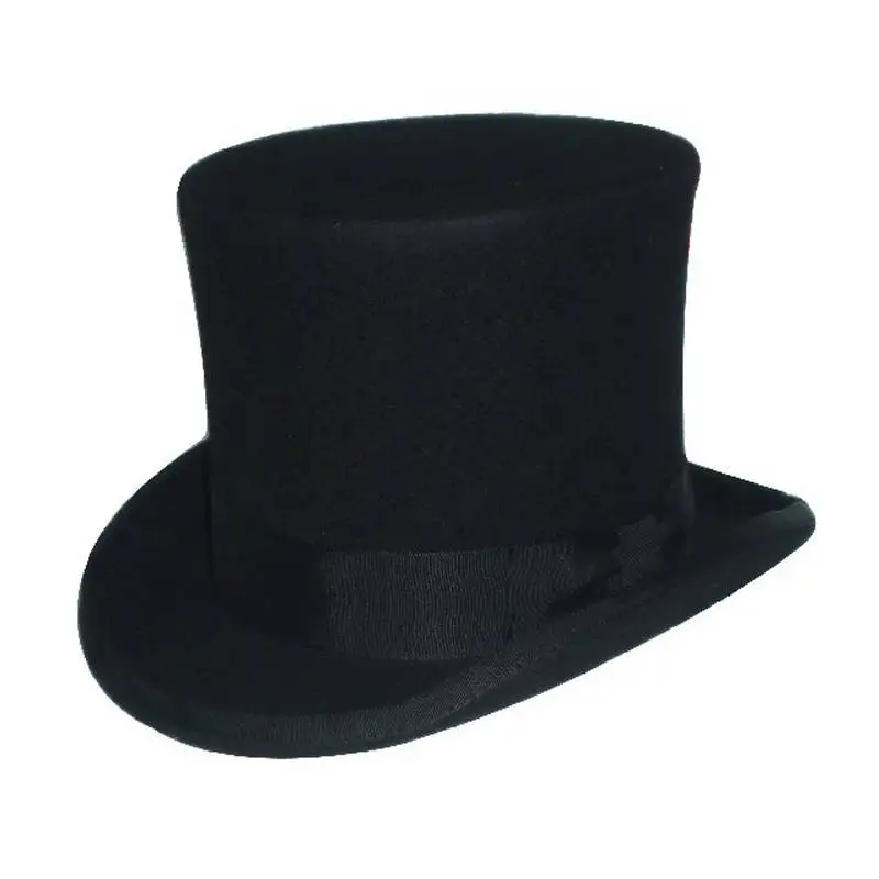 LUCKYLIANJI 4 Sizes Women\'s Men\'s High Top Round Flat Top Wool Felt Vintage Magician President Lincoln Gentleman Bowler Hat