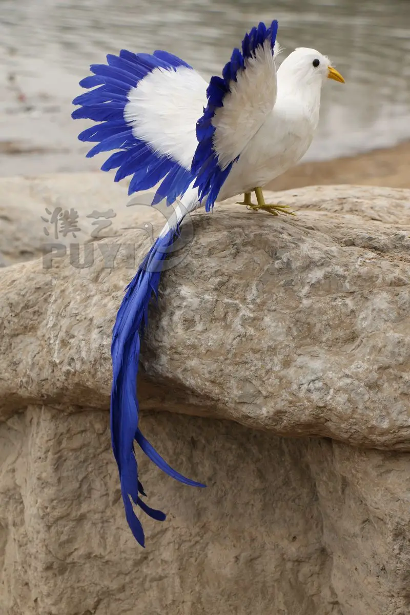 

simulation bird model foam&feather blue wings parrot doll gift about 45cm 1274