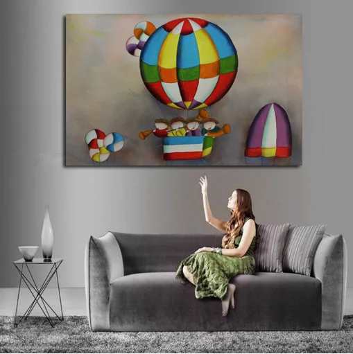 High Quality Handpainted Oil Paintings Hot Balloon Concert Art Pictures Wall Stickers On Canvas Unique Gift for kid's room Decor