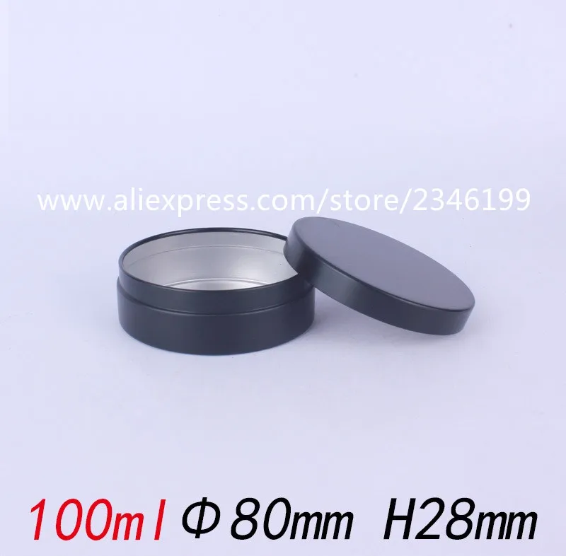 100G 100ML Matte Black Aluminum Jar Cosmetics Cream Pot Tin Cans Empty Metal Packing Container Press Cap, 50pcs/lot