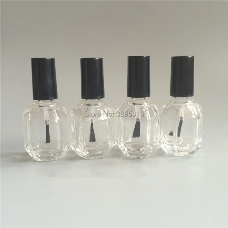 

15ml Empty Clear Glass Nail Polish Oil Bottles With Brush Lid Cosmetic Glass Packaging F745