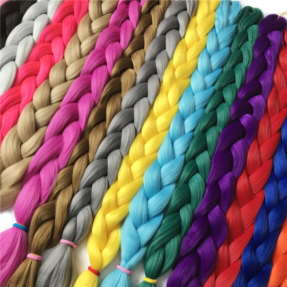 Verves Vlechten Haar 100 Cm Synthetische Warmte Fiber Braid 165 G/stuk Vrouwen Pure Kleur Jumbo Vlecht Hair Extensions Roze