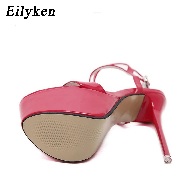 Eilyken Big Size 46 Summer Platform 17CM High Heels Women Sandals Sexy Style Open Toe Buckle Strap Red Wedding Nightclub Shoes