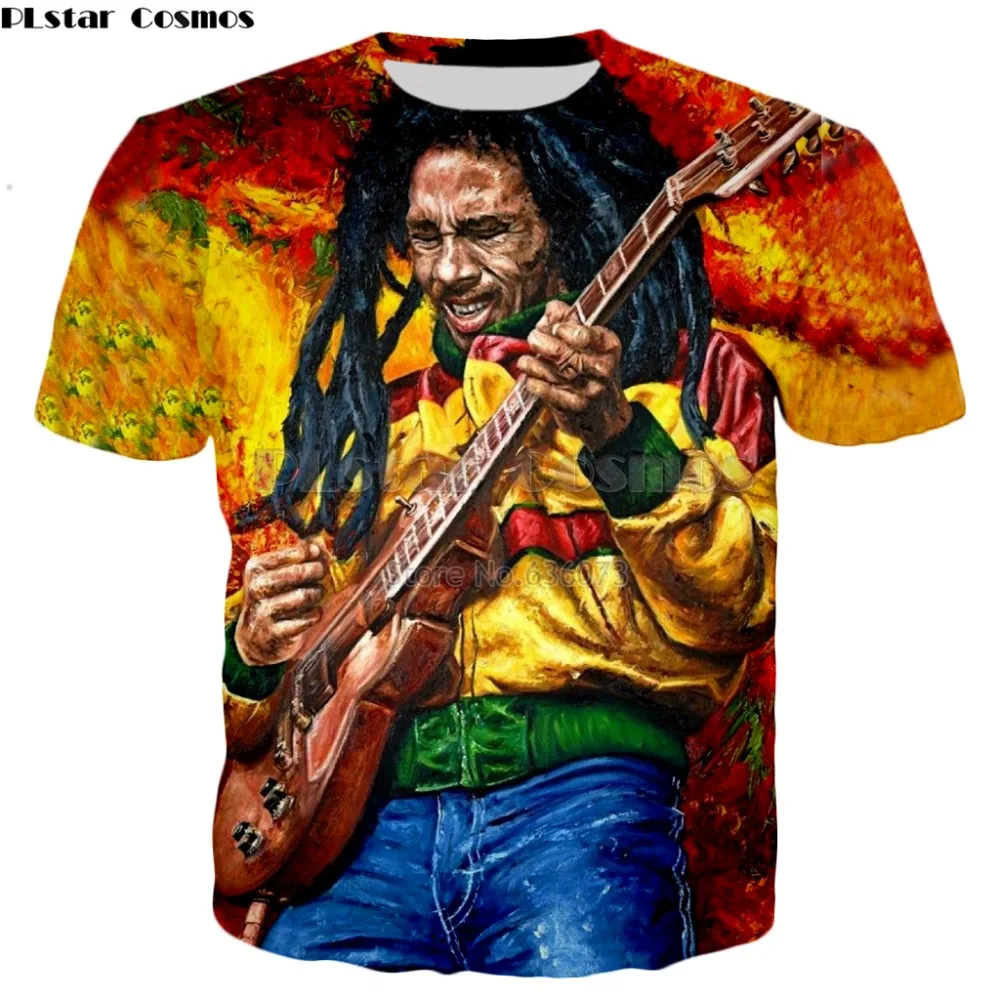 PLstar Cosmos Drop shipping Reggae Hip hop t shirt  Bob Marley characters Print 3d Men/Women tshirt summer style Casual T-shirt