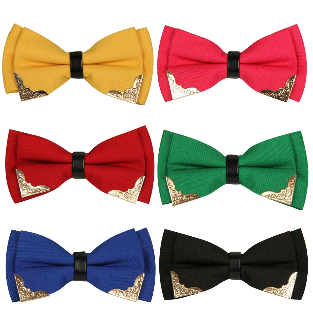 New Men's classic Adjustable Solid Neck Bowtie Men's fashion Mental Decorated polyester Bow Tie  Male black Red White ties