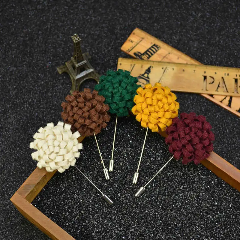 Free shipping , 20 pcs/lot , 1.57 inch Men's Loop Felt Lapel Flower Pin, Wedding Boutonniere Corsage