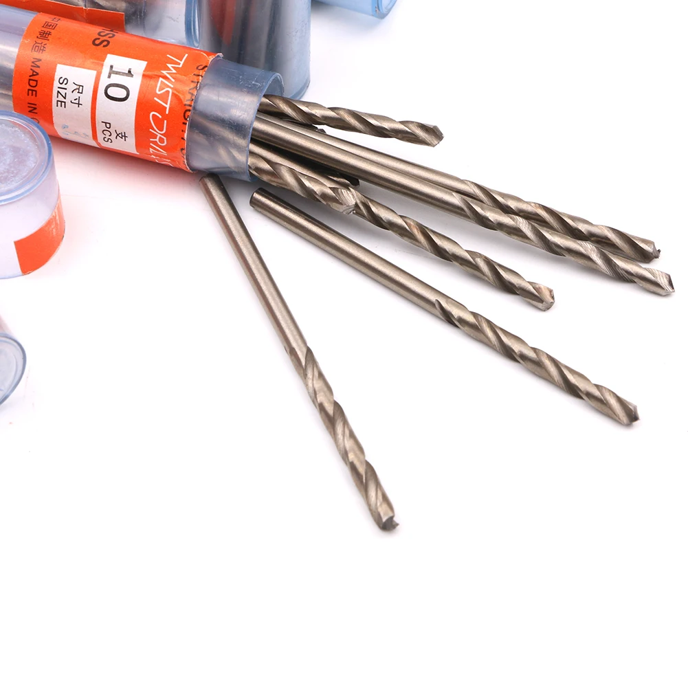 10pcs Micro HSS Straight Shank Twist Drill Bit Set Electrical Drilling Tool 0.3mm - 3.0mm