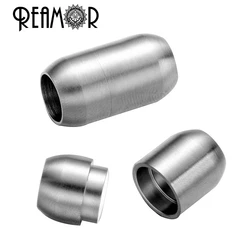 REAMOR Jewelry Findings Hole 6/8mm 316l Stainless Steel Leather Bracelet Magnetic Clasp DIY Jewelry Magnet Buckle Wholesale 3PC