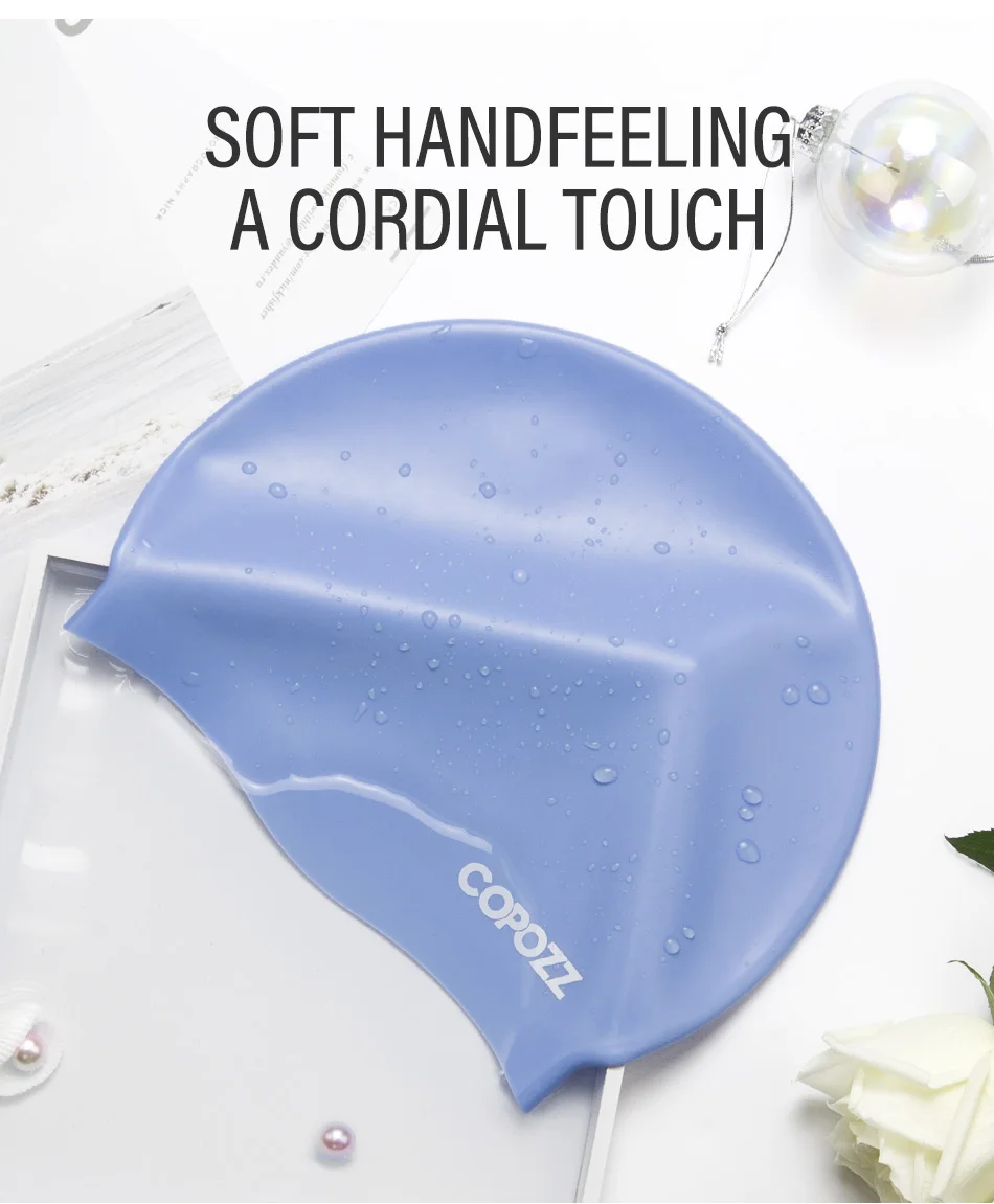 Copozz Elastische Bademütze für Herren, große Badebekleidung, professionelle Erwachsene, wasserdichte Bademütze, Silikon-Badekappen – Detail 6