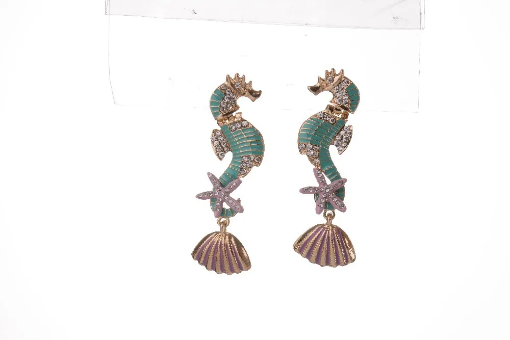Women\'s fashion brand new arrival gorgeous colourful sea horses earrings