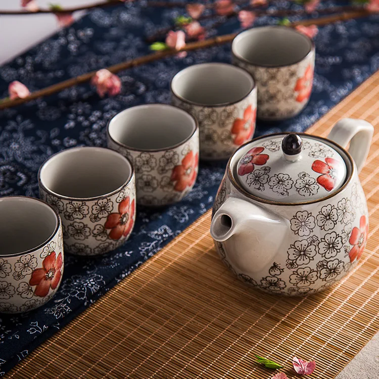 Yamada Japanese-style Hand-painted Under-glaze Coloured Teapot Set with Pot and Cups Tea Set  Thanksgiving