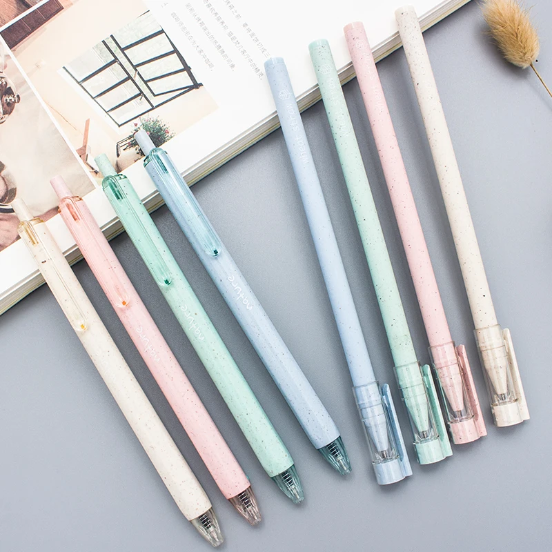 

12 pcs/lot Creative Pure Color natural Gel Pens Student Learning Writing Test Stationery School Office Supplies Black Ink 0.5mm