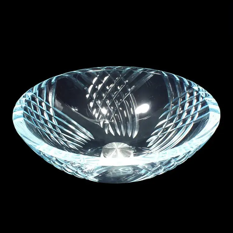 Hand-made Tempered Glass Bathroom Vessel Sink Basin Round