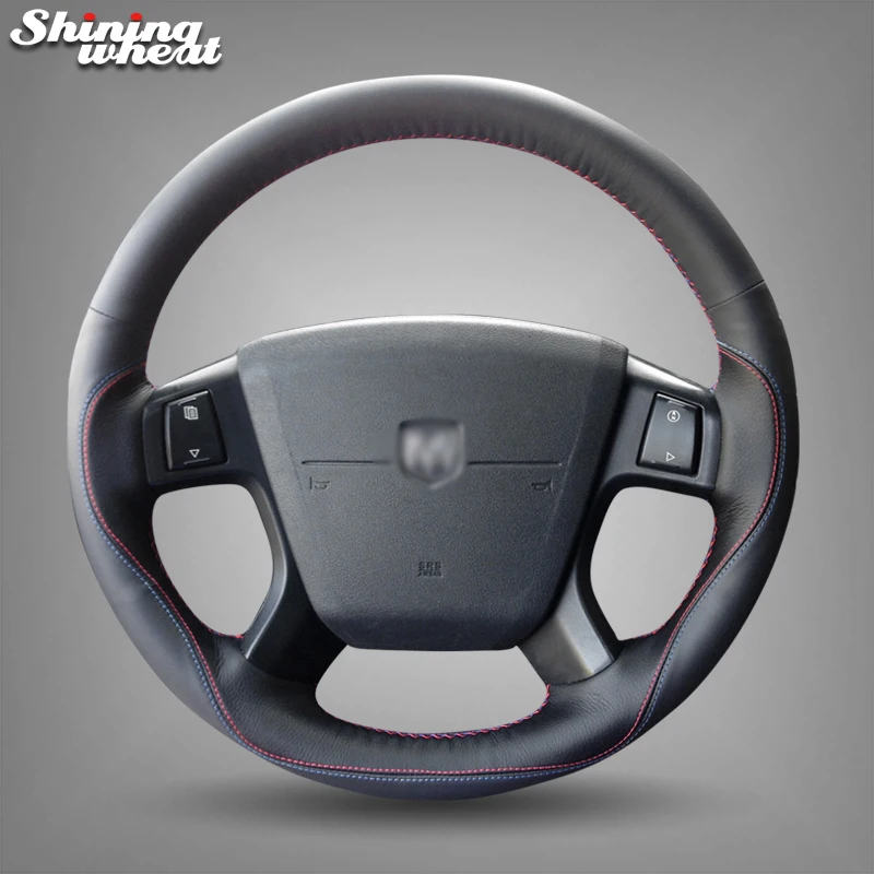 Shining wheat Black Genuine Leather Red Blue Thread Car Steering Wheel Cover for Dodge Journey 2009-2011