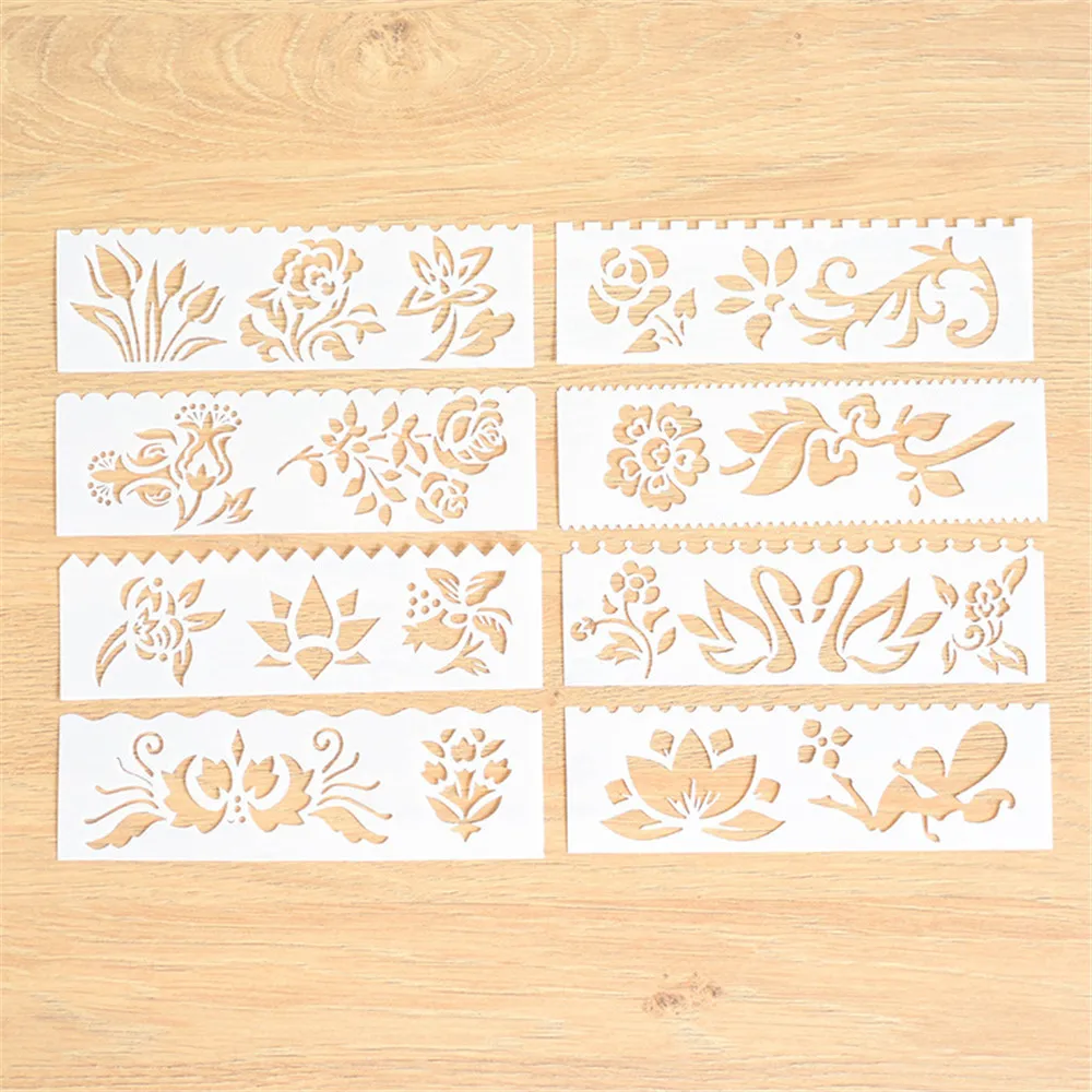 Hot 8pcs/Set Flowers Layering Stencils For Walls Painting Scrapbooking Stamp Album Decor Embossing Paper Card Painting Template