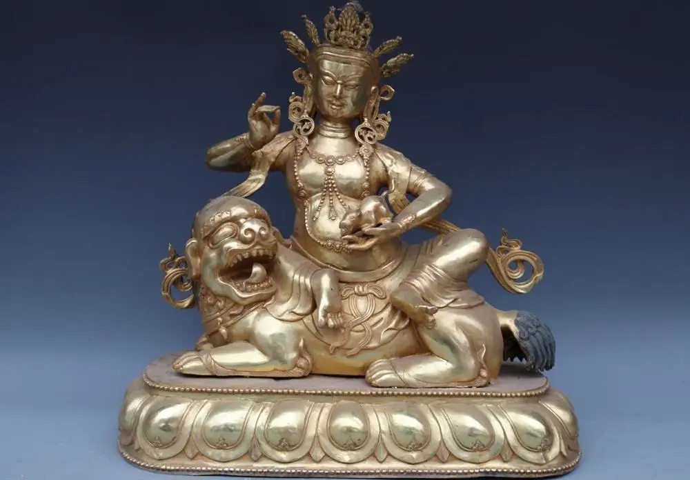 

Tibet Buddhism Bronze Copper Yellow Jambhala God of Wealth Mammon Buddha Statue