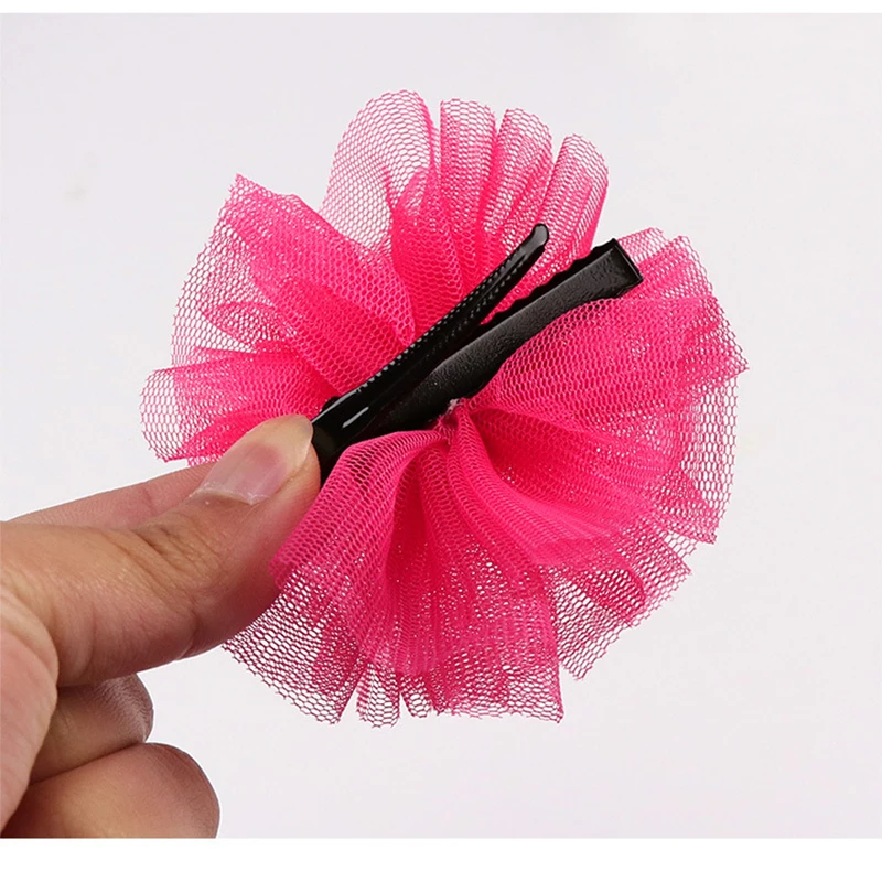 New Kids Hair Accessories Sweet Bunny Ear Girls\' Hairpin chiffon Flower Hair Clips Headwear Girl Birthday Gift For Party