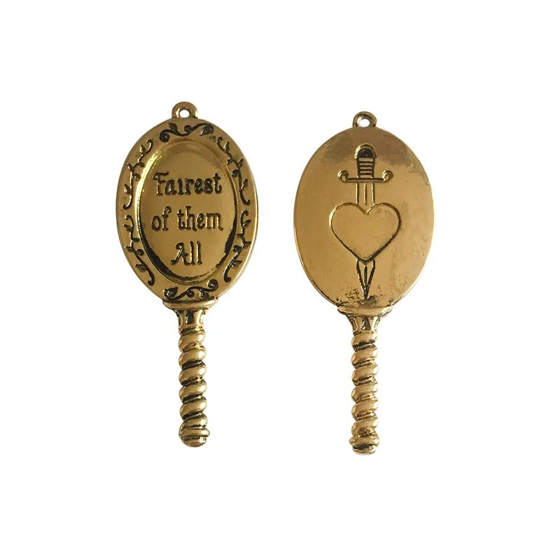 10 pcs/Lot 23mm*55mm mirror charm Antique Silver color or Antique gold Color  words Fairest of them all for jewelry making