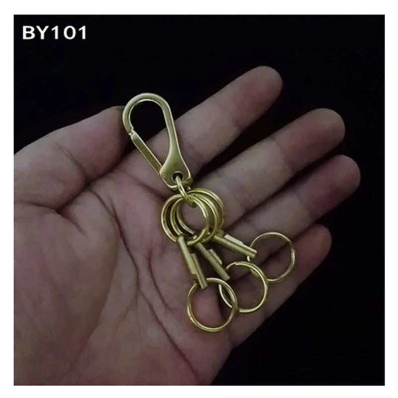 

EDC Creative Brass Keychain Outdoor Fast Buckle Pendant Classic Retro Pure Copper Portable Waist Hanging Car Key Ring Handmade