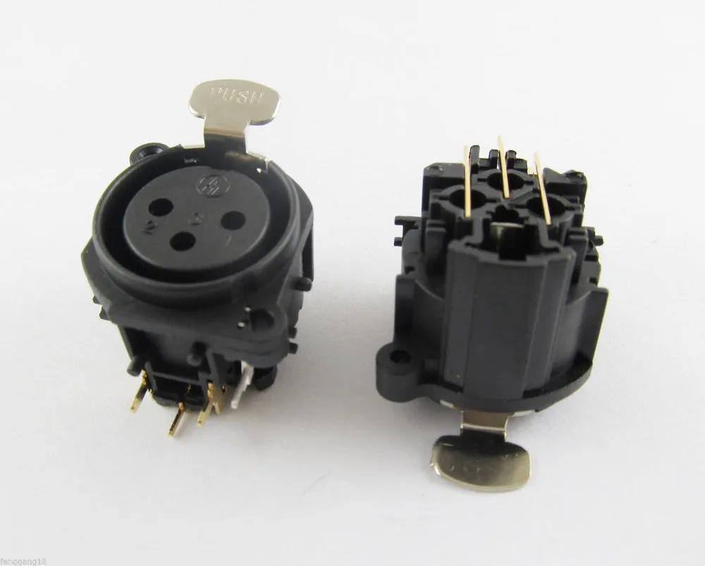 Conector de 3 pinos fêmea xlr, conector de montagem para painel, 3 pinos, cobre, banhado a ouro, 1 peça