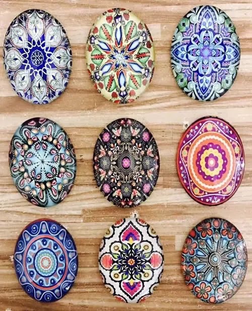 18x25mm Mixed Style Oval Glass Cabochon Dome Jewelry Finding Cameo Pendant Settings 20pcs/lot (K05510)